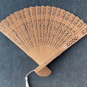 Elegant Natural Wood Hand Fan -NWOT